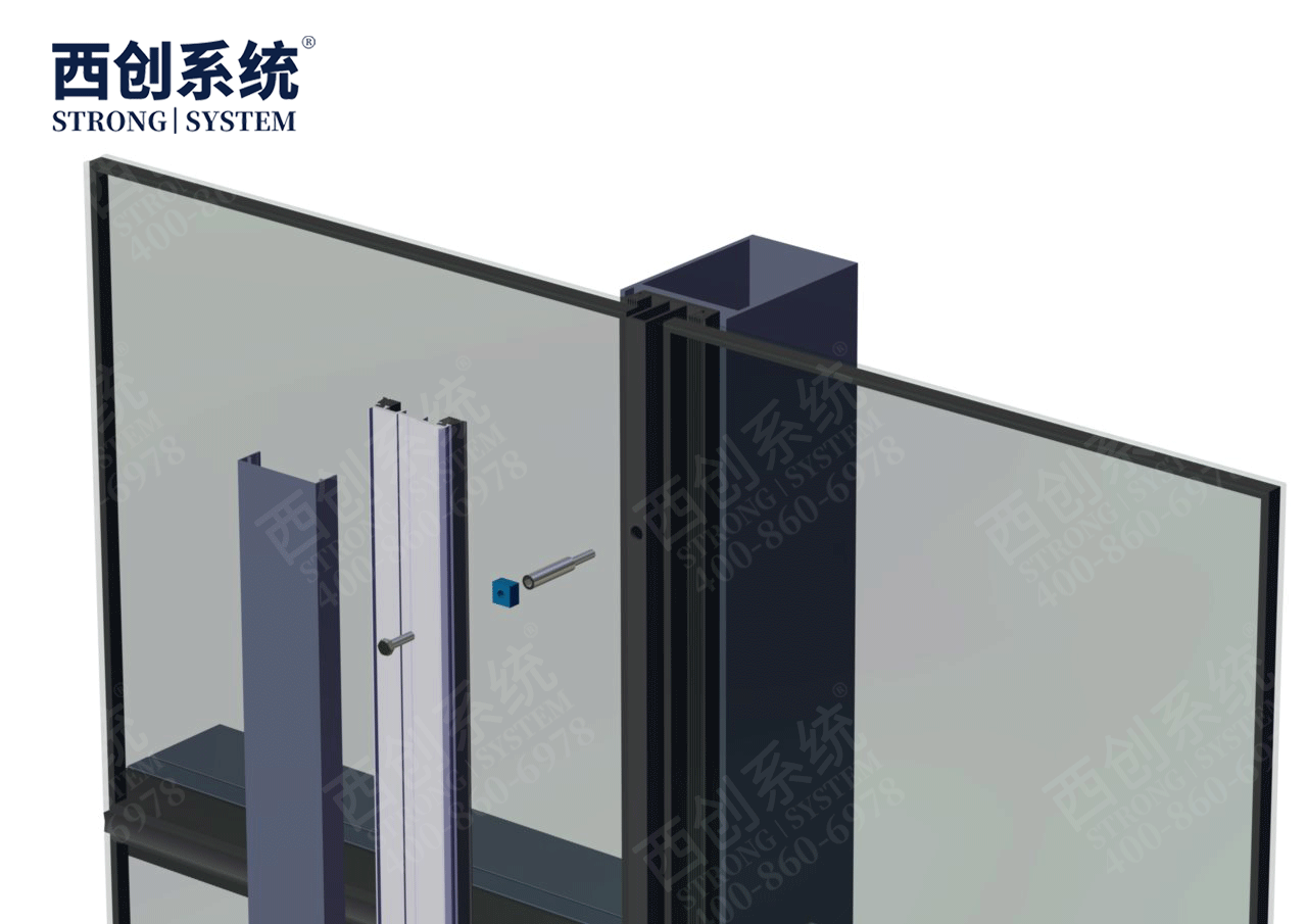 140mm×90mm×4mm×8mm江蘇蘇州項(xiàng)目對(duì)稱(chēng)等壁厚凹型直角鋼玻璃幕墻系統(tǒng)——西創(chuàng)系統(tǒng)(圖8)