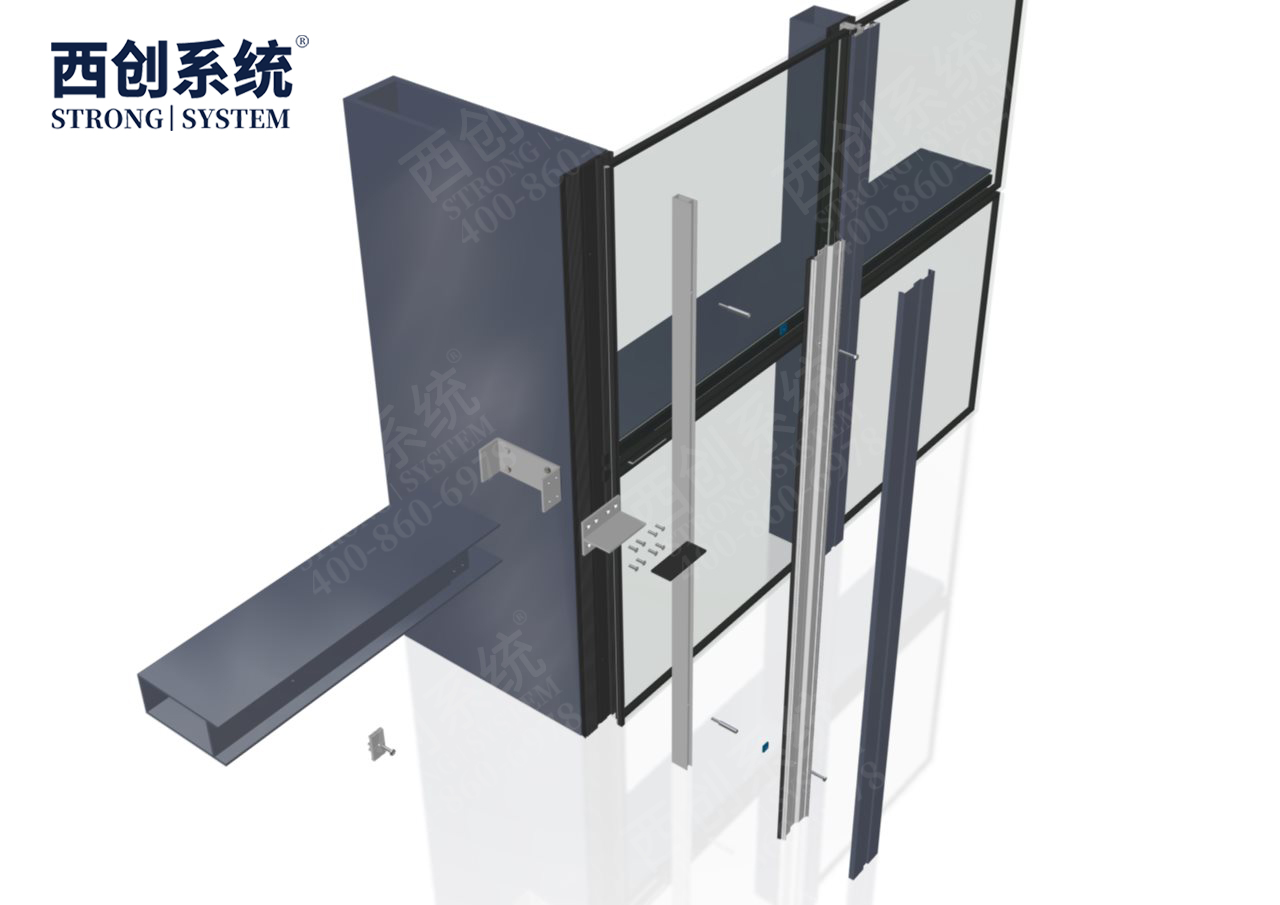 上海舊樓改造項目高層橫向大跨度矩形凹型精制鋼玻璃幕墻——西創(chuàng)系統(tǒng)(圖17)